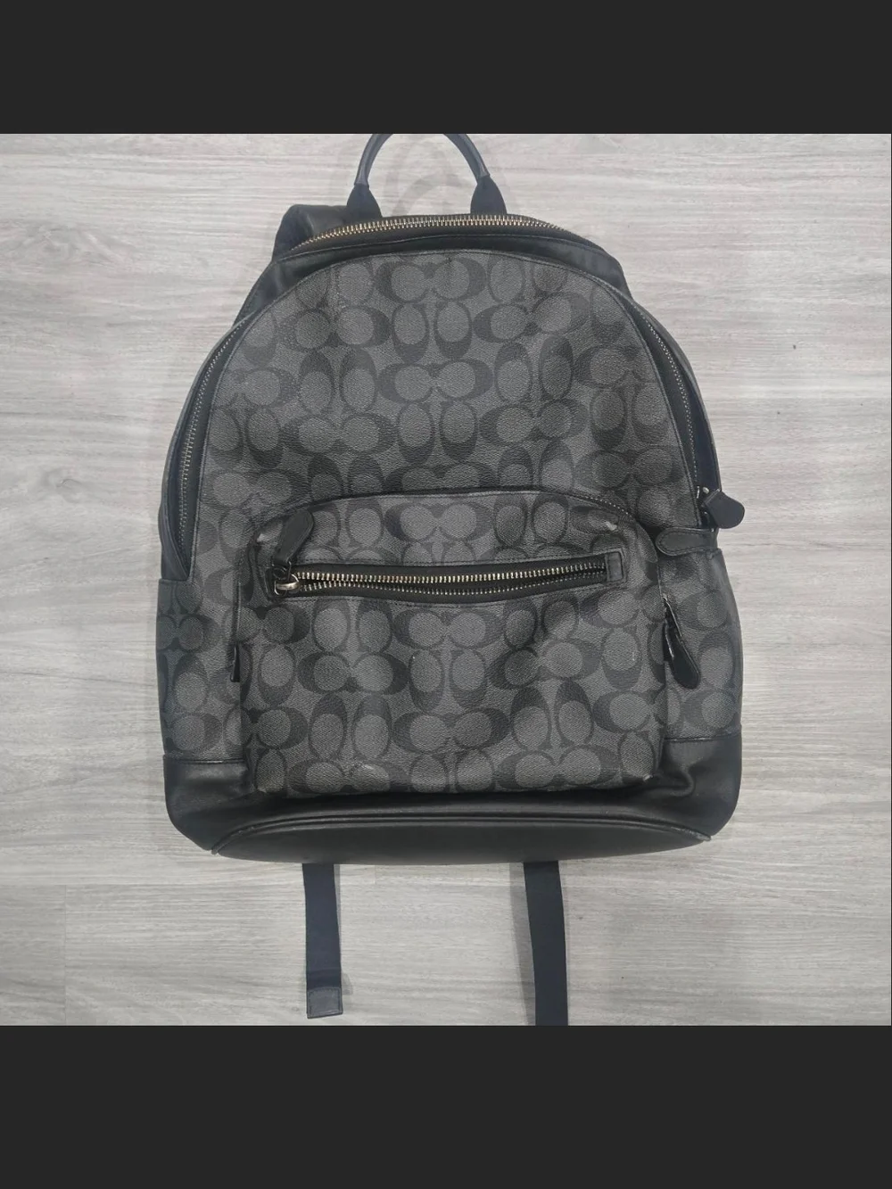 Coach Signature Monogram Backpack in Charcoal/Black